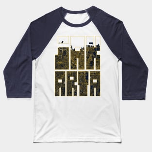 Jakarta, Indonesia City Map Typography - Gold Art Deco Baseball T-Shirt